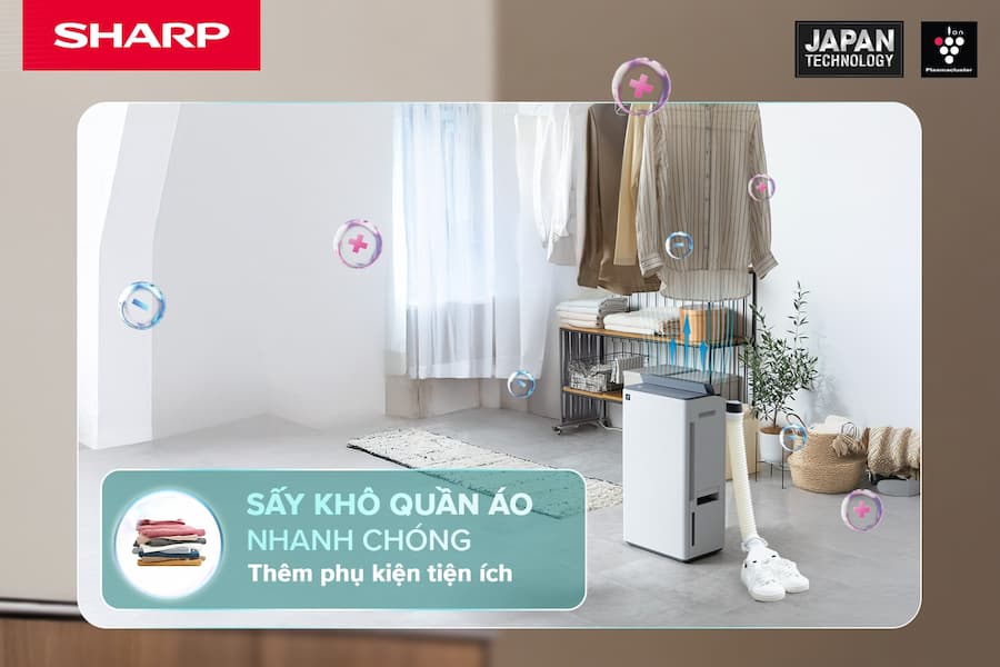 Máy lọc không khí và hút ẩm Sharp DW-T30FV-W