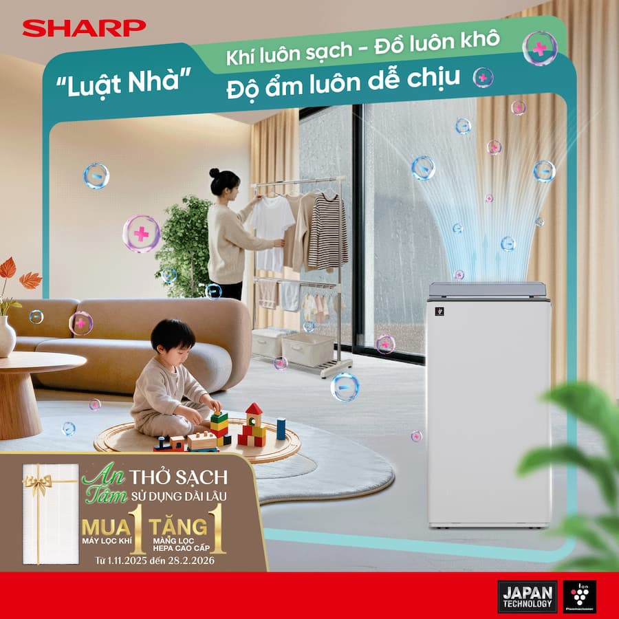 Vì sao nên chọn Máy lọc khí & hút ẩm Sharp trong mùa nồm ẩm?