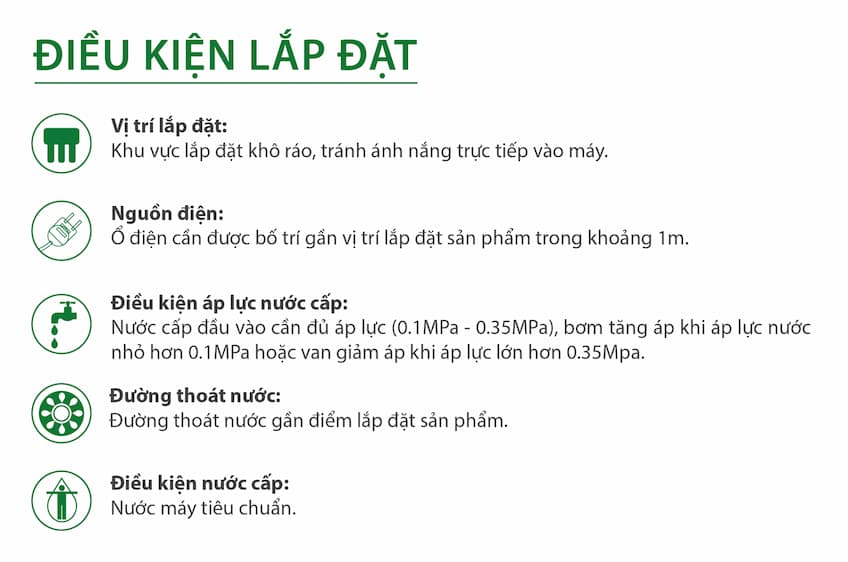điều kiện lắp đặt máy lọc nước