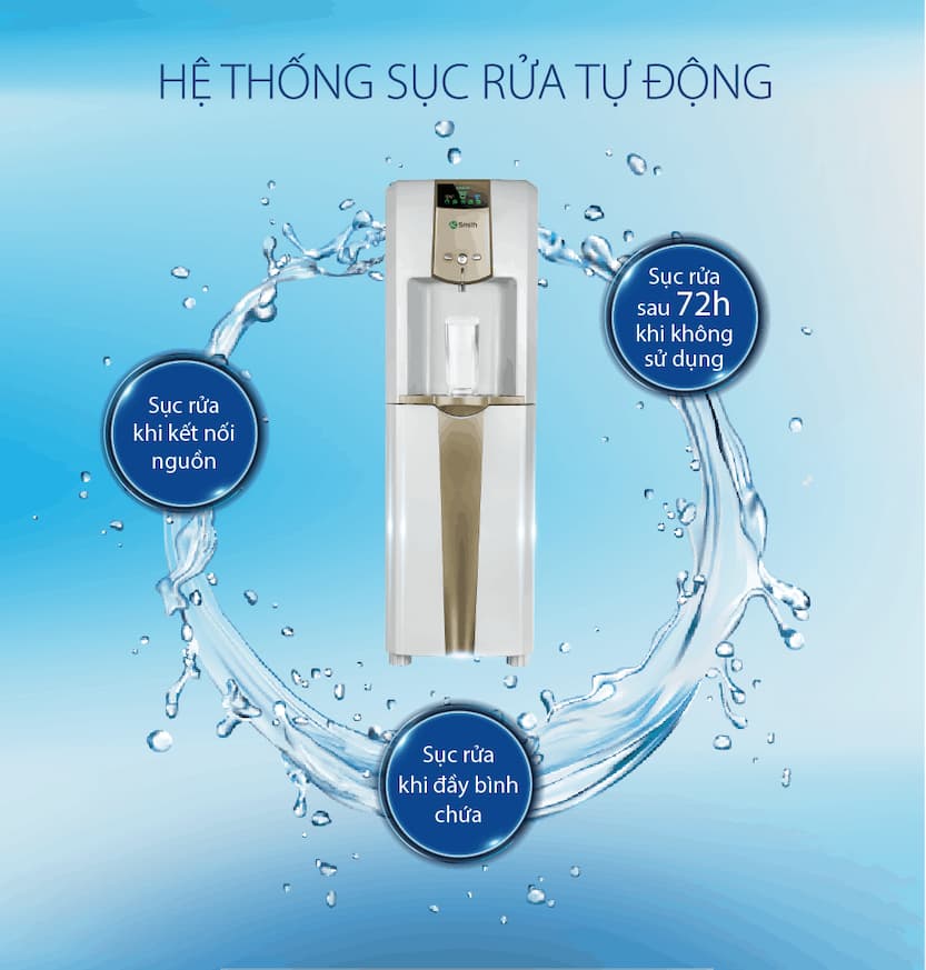 nguồn nước tinh khiết mỗi ngày nhờ công nghệ sục rửa tự động