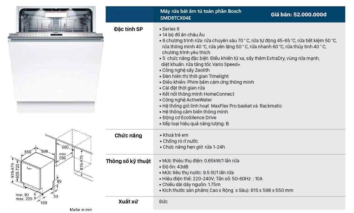 Máy rửa bát Bosch SMD8TCX04E