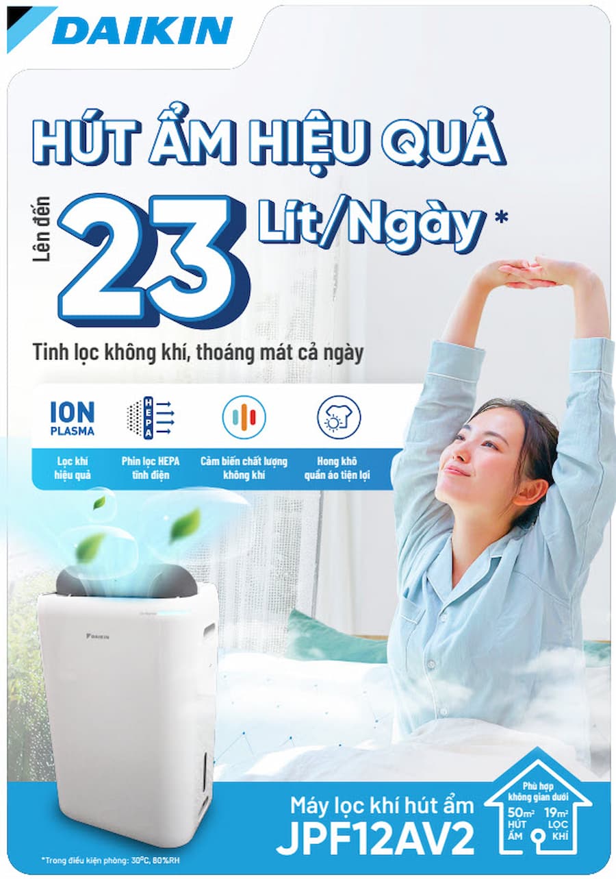 Máy lọc không khí và hút ẩm Daikin JPF12AV2