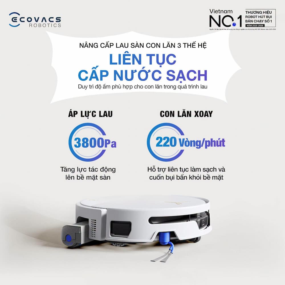 Công nghệ OZMO ROLLER trên robot hút bụi lau nhà Ecovacs Deebot là gì?
