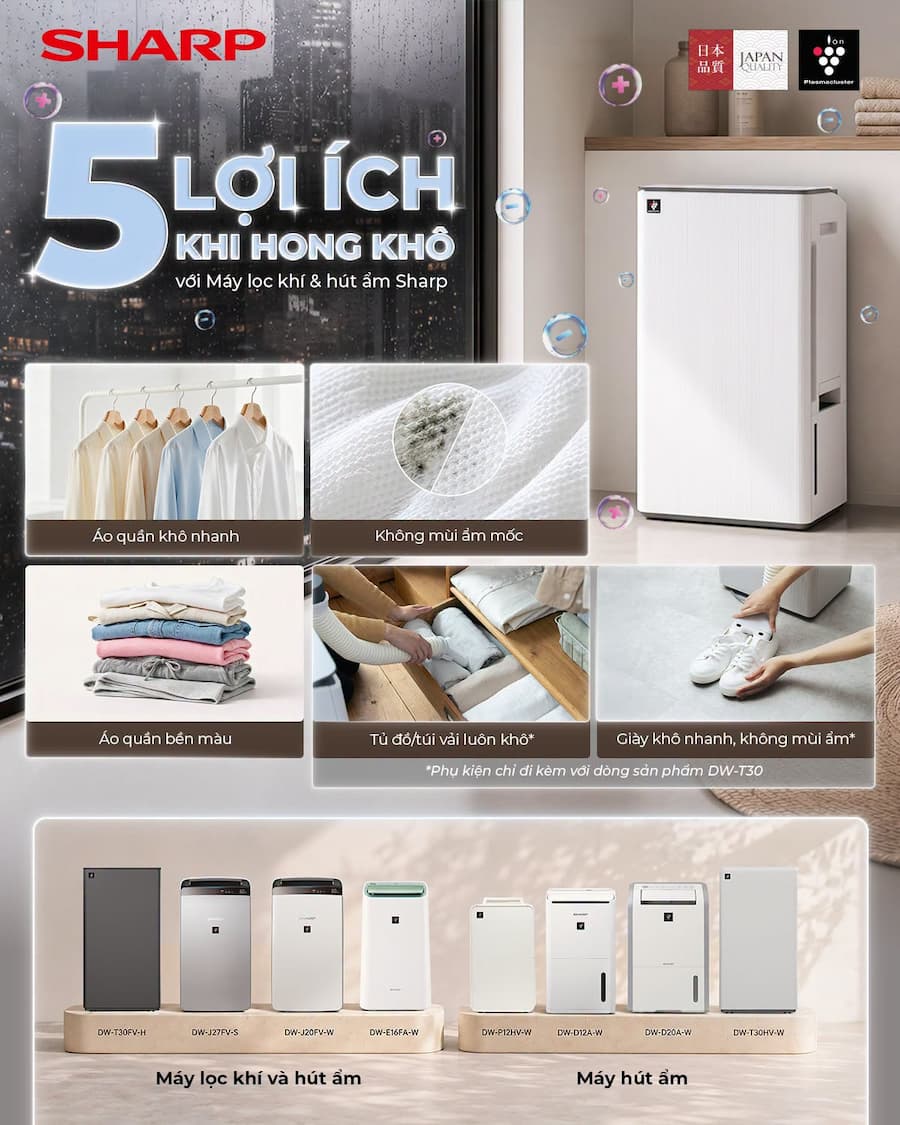 Đánh giá chi tiết máy hút ẩm lọc không khí Sharp