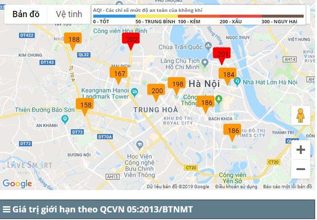 Chỉ số ô nhiễm không khí tại Hà Nội